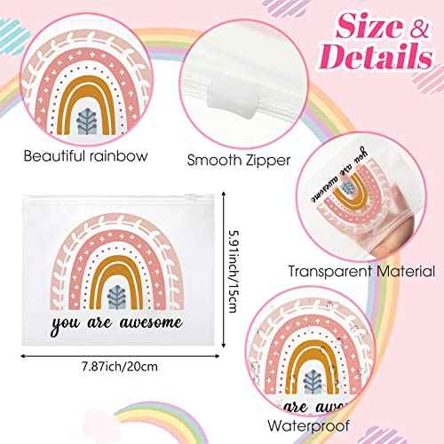 Amylove 100 Pcs Cosmetic Makeup Bag Bulk for Women Inspirational Zipper Pouch Rainbow You Are Awesome Travel Pouch Toiletry Bag for Women Girls Teacher Friend Birthday Party