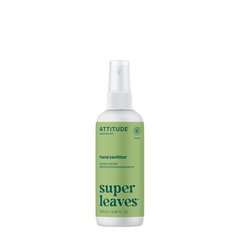 **ATTITUDE Hand Sanitizer Spray - EWG Verified, Kills Germs & Bacteria, Vegan, Olive Leaves Scent | 3.38 Fl Oz**