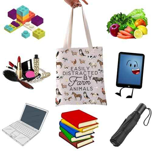 WCGXKO Dairy Farm Gift: Animal Lover Canvas Shopping Bag Tote