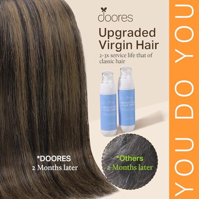 DOORES Clip in Hair Extensions Human Hair Extensions, Balayage Dark Brown to Chestnut Brown 120g 7pcs 18 Inch Real Human Hair Extensions Clip in Straight Remy Silky Weft