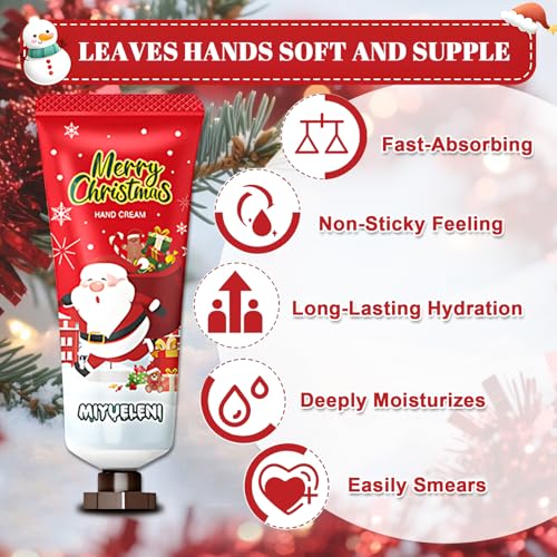 JAOJAO Christmas Lip Balm Bulk, Christmas Hand Cream with Organza Bag and Thank You Card Gentle Nourishing for Xmas for Girlfriend Wife Mother Colleague Teacher, Set of 40