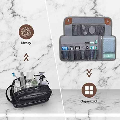 Toiletry Bag for Men, Travel Essentials Travel Toiletry Bag, Water-Resistant Compact Bathroom Roll Organizer for Hygiene, Shaving kit, Gifts for men (5.Mystery Gray(Polyster))