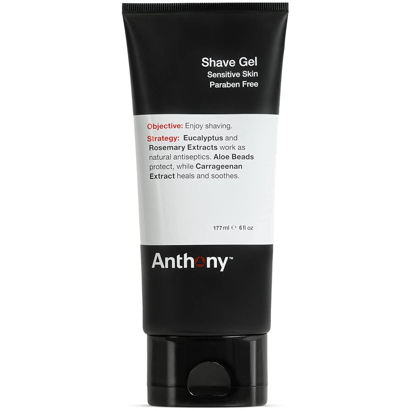 Anthony Shave Gel for Sensitive Skin - Soothing Non-Foaming Shaving Cream with Aloe Vera | 6 Fl Oz