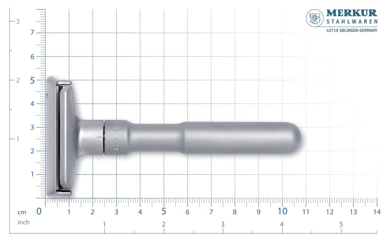 MERKUR FUTUR 700 Adjustable Double Edge Safety Razor - Matte Chrome, Adjustable Razor With Dial, Made in Germany, Plastic-Free, Snap-On Cap Design, Straight Bar