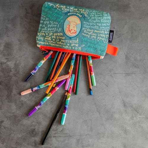 The Unemployed Philosophers Guild Jane Austen Bag - 9" Canvas Zipper Romance Themed Pouch for Pencils, Tools, Cosmetics, Toiletries and More