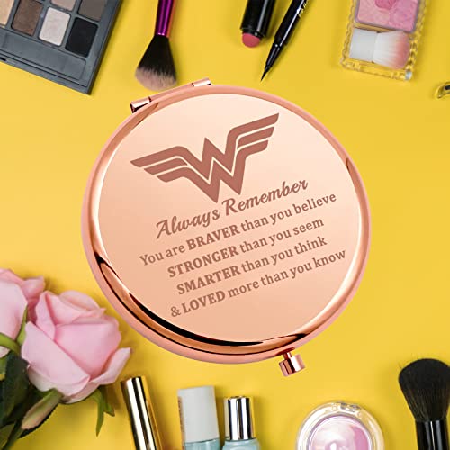 KEYCHIN Heroine Pocket Mirror Diana Fans Gift You are Braver Stronger Smarter Than You Think Heroine Compact Mirror for Women Girls (Heroine-RG)