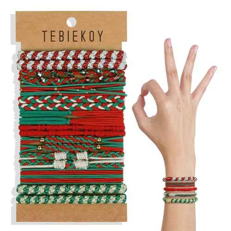 20 Pcs Christmas Hair Ties Elastic Boho Hair Tie Bracelets for Women Non Damage Hair Bands for Thick Thin Hair Cute Braided Hair Ties for Ponytail Holders Christmas Gifts