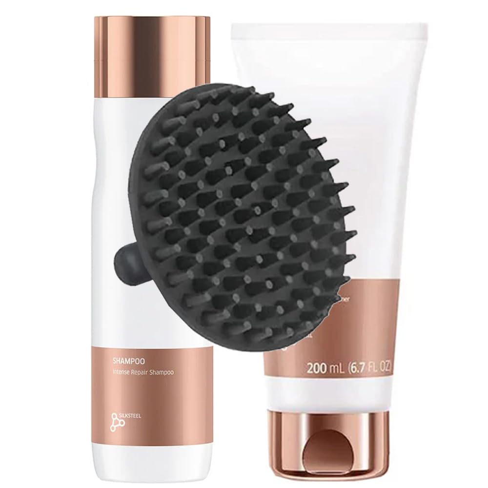 Fusion Intense Repair Shampoo & Conditioner Set + M Hair Designs Scalp Brush (Bundle) – Keratin-Infused, Damage Repair, Sulfate-Free Hair Care for Stronger, Smoother Hair