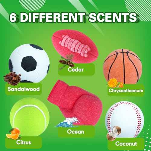 Sports Themed Bath Bombs Gift Set ? 6 Piece Novelty Fizzy Balls with Basketball, Tennis, Baseball, Soccer, Football & Boxing ? Fun Spa Kit for Kids, Teens, Men & Women ? Self Care & Relaxation