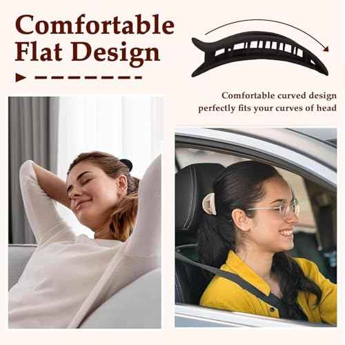 8 PCS Flat Hair Clips for Women, French Design Flat Hair Claw Clips, Strong Hold Matte Hair Barrettes for Women Thin Hair, Duck Billed Hair Clips for Daily Styling Christmas Gifts