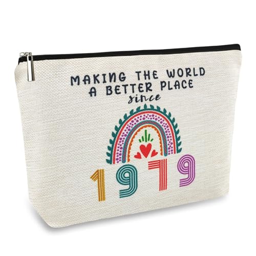46th Birthday Gifts for Women Mom Her Makeup Bag, Funny Birthday Decorations Gift Ideas for 46 Year Old Grandma, Wife, Sister, Anniversary 1979 Gifts for Mothers Day, Christmas, Cosmetic Travel Bags