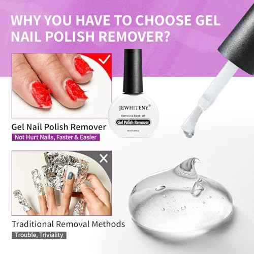 JEWHITENY 10ML Gel Nail Polish Remover 2pcs Professional Gel Remover for Nails 3-5 Minutes Gel Nail Remover Easy And Quick Remove No Need Soaking or Wrapping Gel Remover
