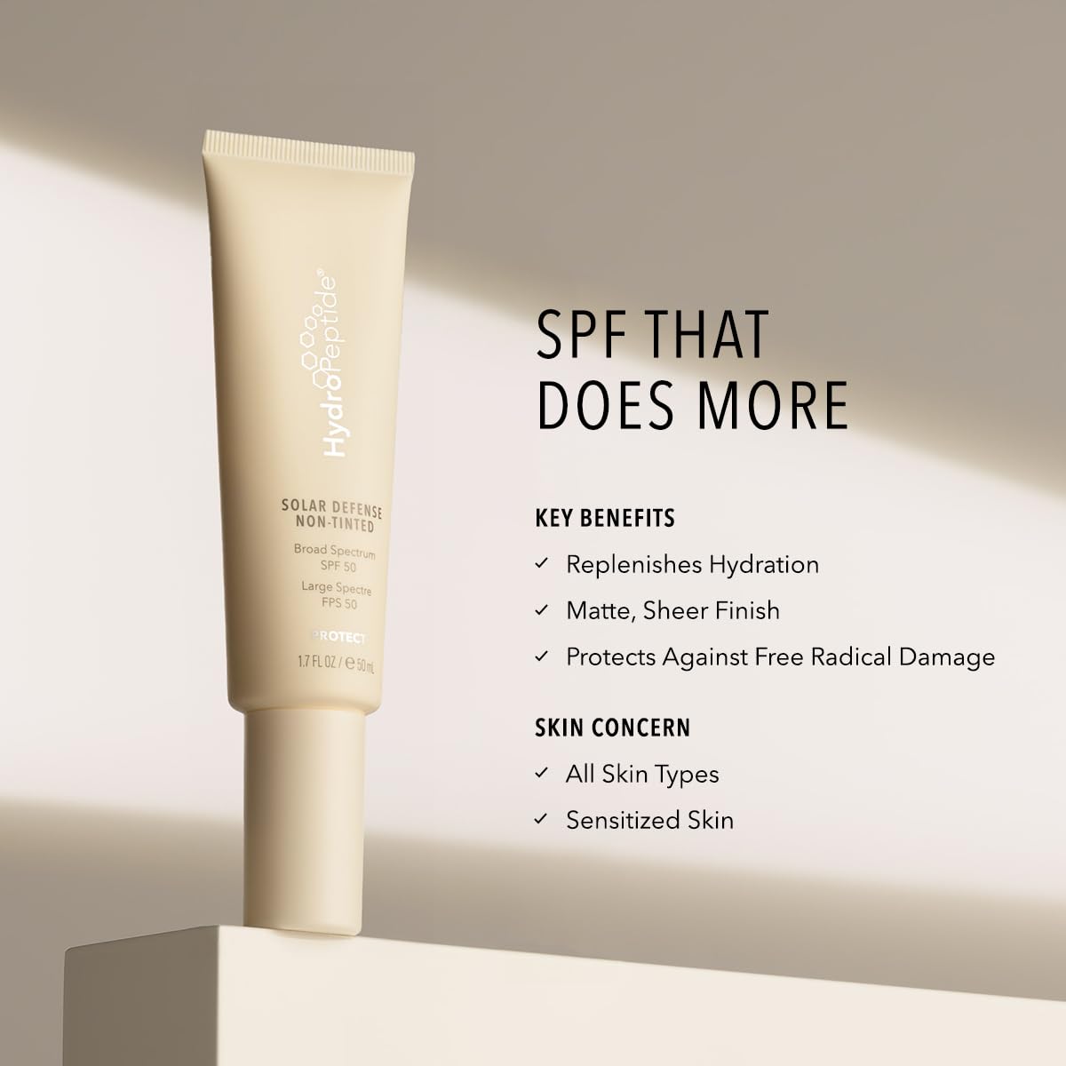 HydroPeptide Solar Defense Face Sunscreen SPF Broad Spectrum Moisturizing Antioxidant 1.7 Ounce