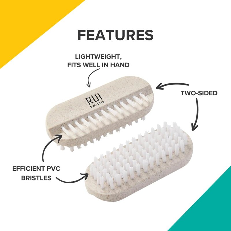 CarbonConscious Nail Cleaning Brush - 2-Sided Bristles for Manicure & Pedicure | Eco-Friendly Wheat Straw Bioplastic