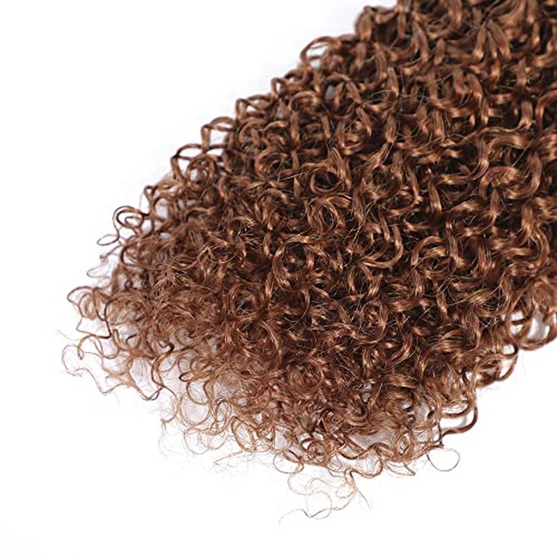 Brown curly Bundles Color #30 Human Hair Bundles Light Kinky Curly Bundles 14 16 18 Inch Mixed Length 3 Bundles Real Brazilian Virgin Auburn Human Hair Extensions Color #30 KInky Curly Bundle