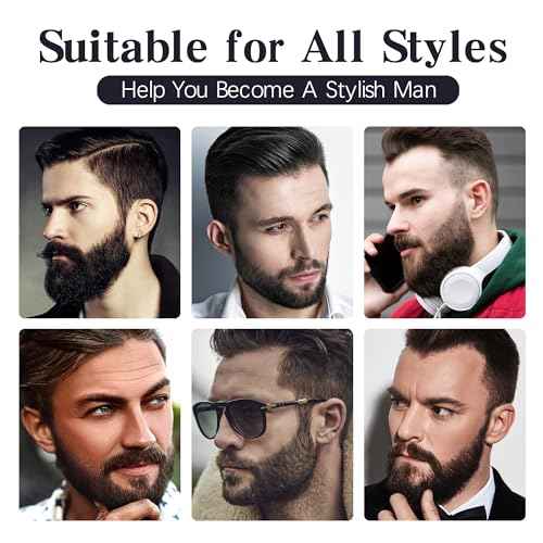 Long-Lasting Water-Resistant Black Men's Beard Grooming Kit - Micro-Fork Tip Pen, Bristle Brush for Natural Looking Mustache, Eyebrows, and Facial Hair Styling