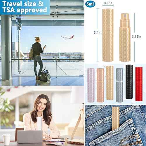 Travel Perfume Atomizer Bottle Refillable - 2-Pack 5ml Leakproof Fragrances Perfume Atomizer, Portable Perfume Sprayer, Perfume Refillable Bottle for Traveling (Black & Gold)