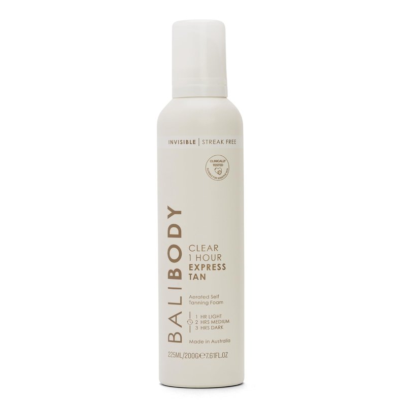 BALI BODY Clear 1 Hour Express Self Tanner – Fast-Acting, Weightless Self Tanner for Natural Bronze – No-Transfer, Hydrating Quick Tan Mousse for Smooth, Radiant Skin