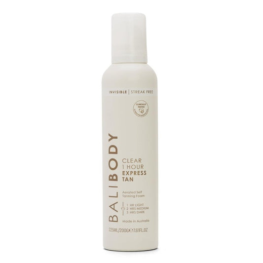 BALI BODY Clear 1 Hour Express Self Tanner – Fast-Acting, Weightless Self Tanner for Natural Bronze – No-Transfer, Hydrating Quick Tan Mousse for Smooth, Radiant Skin