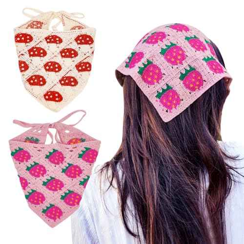 Crochet Hair Bandana,Triangle Head Scarf,Knitted Headband,Lace Bandana for Women,Crochet Bandana Kit