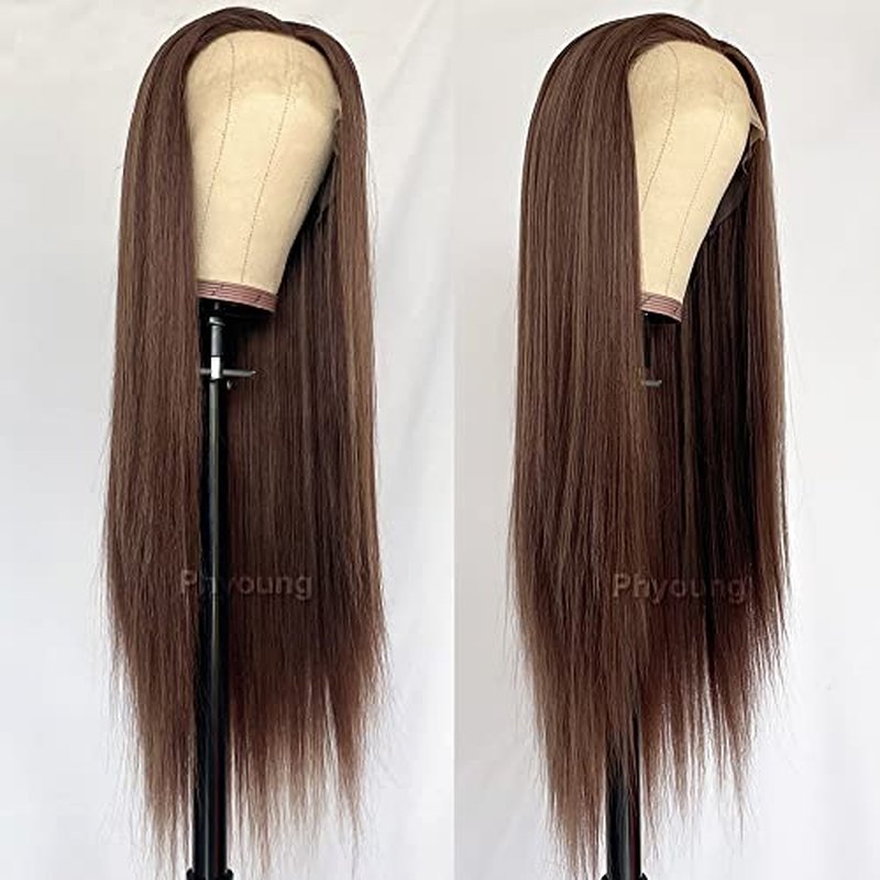 Brown Color Lace Front Wigs Long Straight Hair Synthetic Lace Front Wigs for Fashion Women Heat Resistant Hair