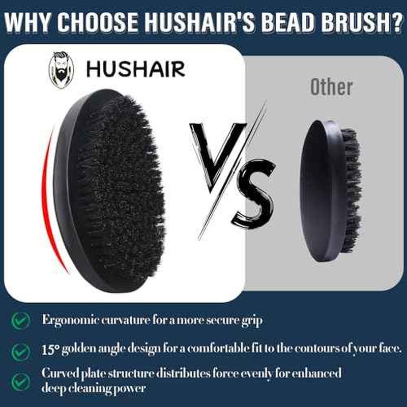Beard Brush 5-in-1 Set for Men - Natural Boar Bristle Brush & Beard Pen Filler£¬Stainless Steel Beard Comb/Combing Brush/Ramie Storage Bag - Great for Grooming Beards and Mustaches