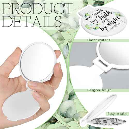 80 Pcs Christian Compact Mirrors Bulk, Christian Party Favors Religious Gifts for Women, Folding Compact Mirrors with Bible Gifts for Christmas