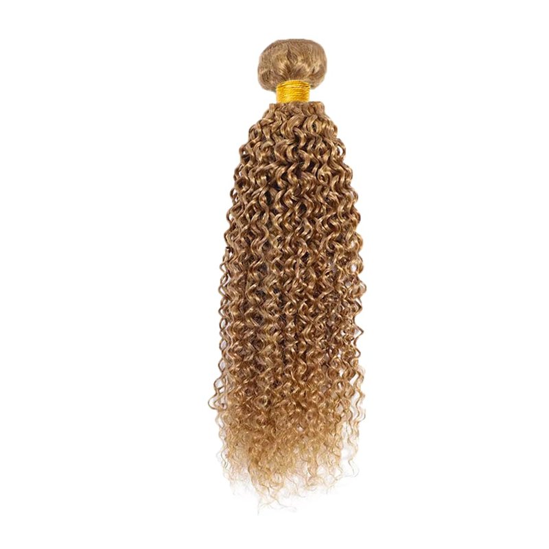 Human Hair Bundles - Honey Blonde Kinky Curly 14 Inch Unprocessed Brazilian Virgin Hair