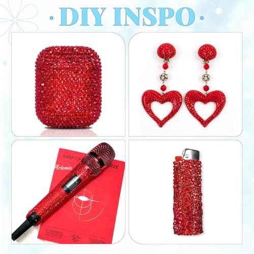 6000Pcs Resin Rhinestones for Bedazzling with 3Pcs B7000 Jewelry Glue, 1 Box Red Flatback Rhinestones for Crafting Crafts DIY, Crystals Gems for Clothing Shoes Tumblers Nail Art Makeup