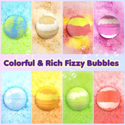 Bath Bombs for Kids with Toys Inside, 8 Light up Bath Bomb of Solar System Set, Planet Bath Bomb with Surprise Inside, Kid-Friendly Bubble Bath Fizzies Gifts for Boys Girls