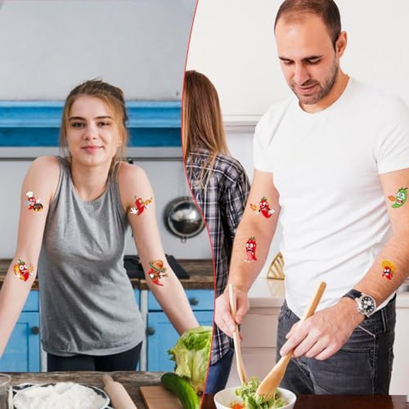 Chili Cook off Temporary Tattoos - Lovarywow 200+ Chili Cook off Decorations for Party Cute Pepper Temporary Tattoos Stickers Gifts Chili Cookoff Prizes Rewards Red Pepper Party Supplies Favors Decor