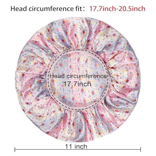 3 Pcs Bonnet for Kids, Kids Bonnets for Girls, Satin Silk Hair Bonnet for Sleeping, Soft Wide Band Sleep Cap for Curly Hair Braids for Teens Child Toddler