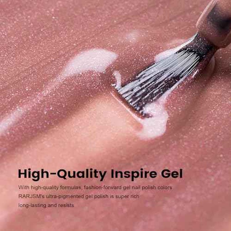 RARJSM Nude Dirty Pink Gel Nail Polish with Silver Pearl Glitter Finish Sheer Jelly Shimmer Gel Polish 15ml UV LED Soak Off Transparent Soft Color Home Salon French Manicure Varnish Curing Requires