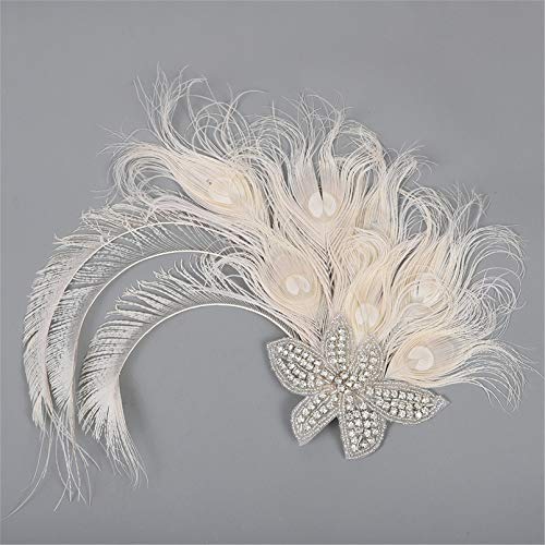 Fascinator Peacock Feather Hair Clips Flapper Headband Art Deco 20's Accessories for Women