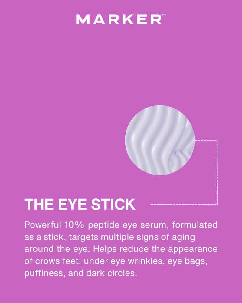 MARKER The Eye Stick, 10% Peptides Under Eye Serum Stick for Puffiness, Dark Circles & Fine Lines, with Ceramides & Squalane, 0.1 oz (3 g), Travel-Ready
