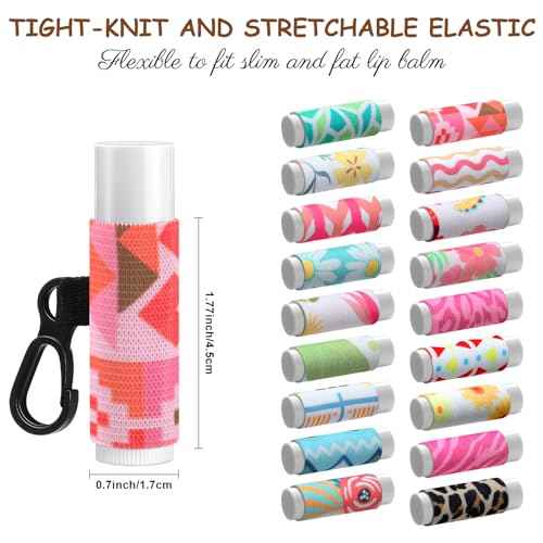 36 Pcs Lip Balm Holder Keychain Gloss Floral Patterns Lip Balm Sleeves with Clip Clip on Lipstick Keychain Sleeves Holder