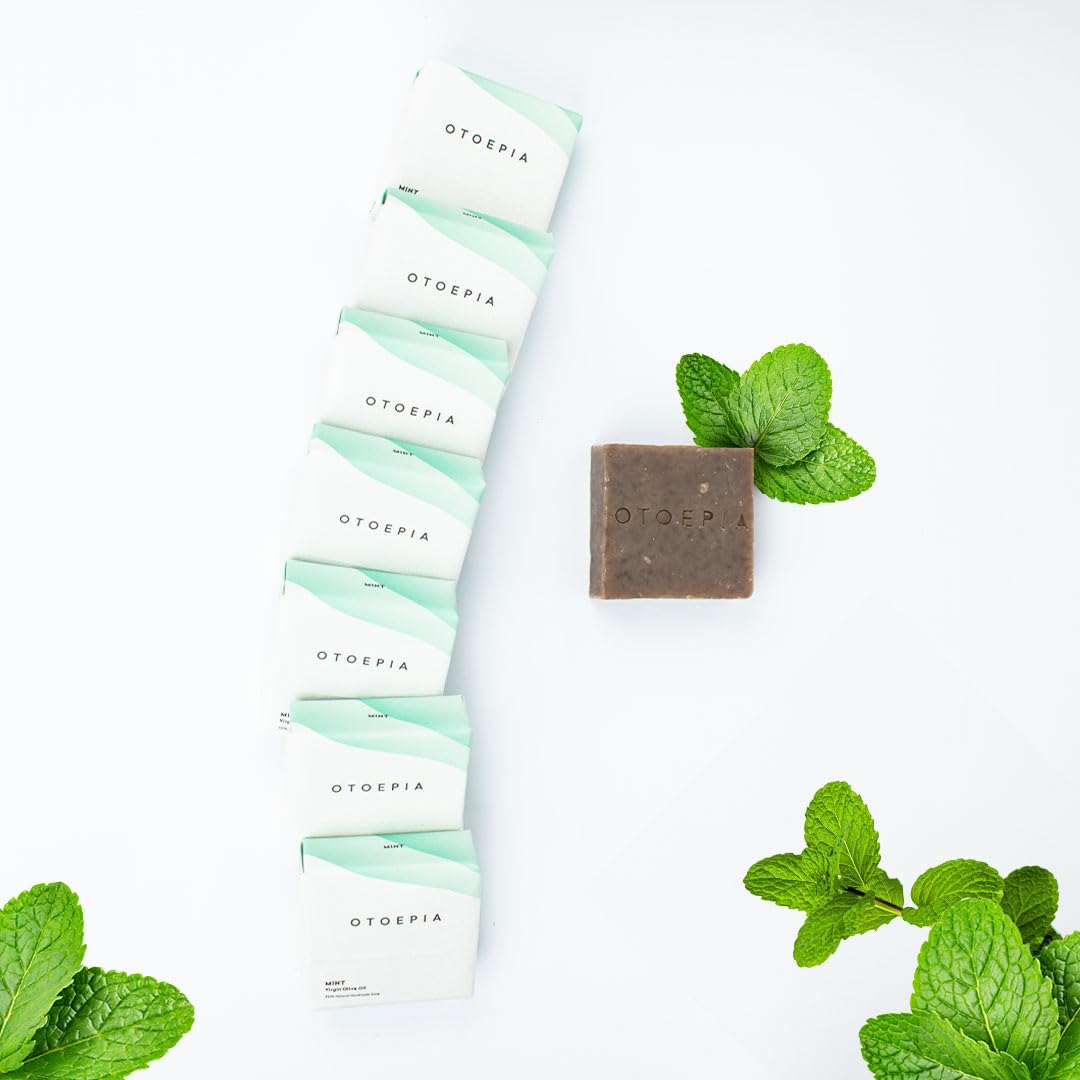 Otoepia Shaving Bar and Body Soap in Mint Scent for Men - 8 Bars, All Purpose Natural Olive Oil - Moisturizing, Nourishing & Gentle on Sensitive Skin Men’s Collection