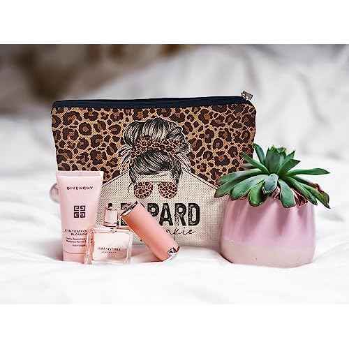 Ayxvt Retro Western Cowgirl Leopard Country Girl Sunglasses Cosmetic Bag Decorative Women's Makeup Bag Zipper Pouch Travel Toiletry,Gifts for Women Western Teen Girls Cowgirls