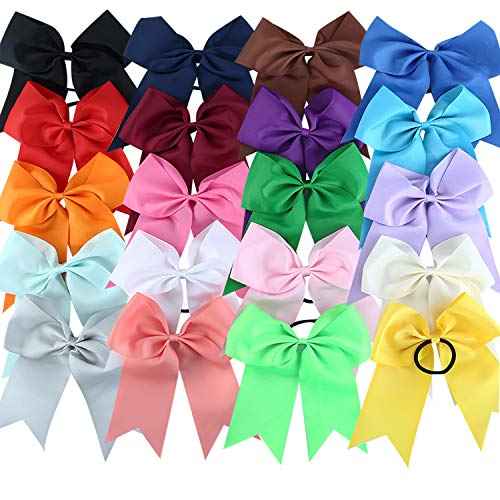 Hipcheer 20pcs 8" Large Cheer Bows for Girls, Hand-made Grosgrain Ribbon Hair Accessories for Teen Girls Softball Cheerleader Sports (Multi-colored(Pack of 20))