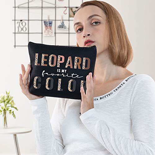 BWWKTOP Leopard Lovers Cosmetic Makeup Bag - Zipper Pouch, Leopard Fans Gifts, My Favorite Color Merchandise