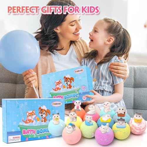 Bath Bombs for Kids with Surprise Inside Kids Bath Bombs with Toys for Boys Girls Handmade Fizzy Balls Bubble Bath Bomb Gift Set for Christmas New Year