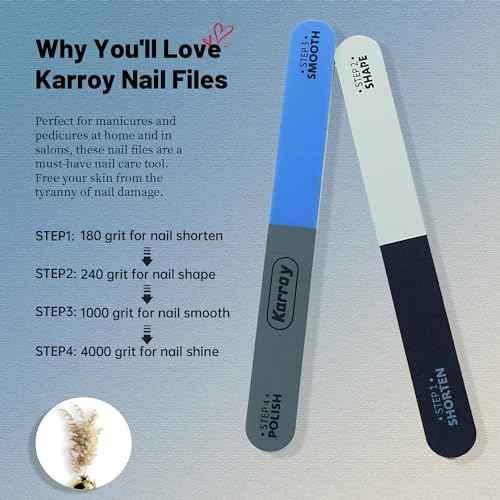 Nail File and Buffer for Natural Nails Dual Sided 4 Steps Shorten-Shape-Smooth-Polishing Nail Tools 20pcs