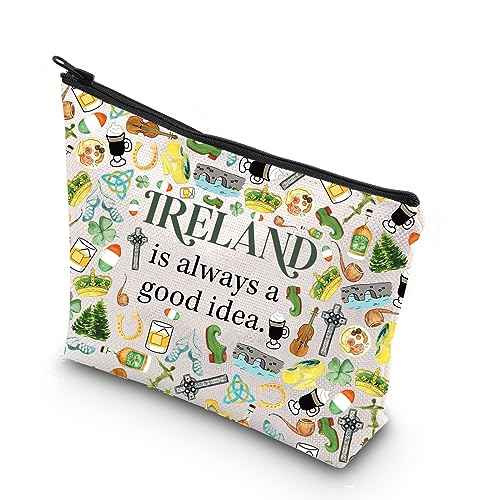 WCGXKO Ireland Trip Gift Ireland Lover Gift Ireland Merch Ireland Zipper Pouch Makeup Bag (IRELAND Bag)