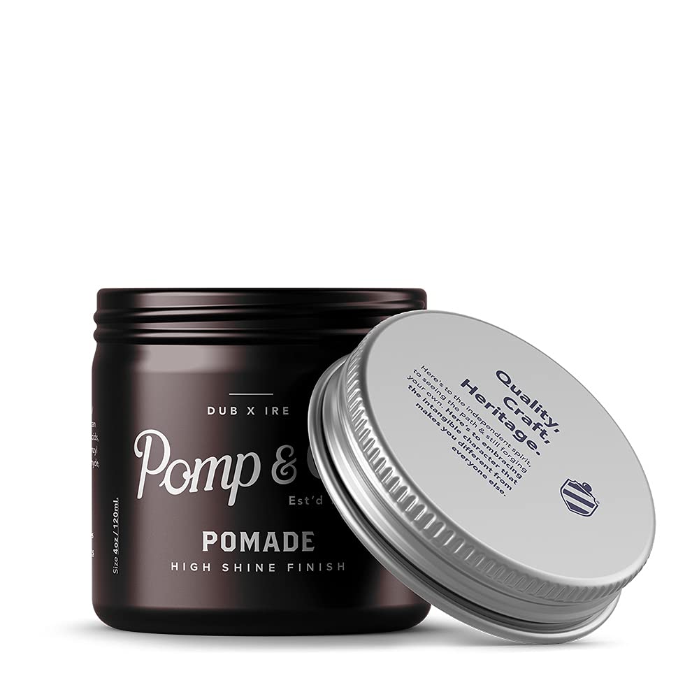 Pomp & Co High Shine Pomade, Mens Styling Pomade For A medium Strong Hold With A Wetlook Finish, Water Based Pomade 120ml