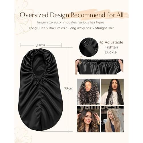 YANIBEST Long Bonnet Braid Bonnet for Sleeping Adjustable Satin Silk Bonnet for Braids Sleep Bonnet for Women Locs