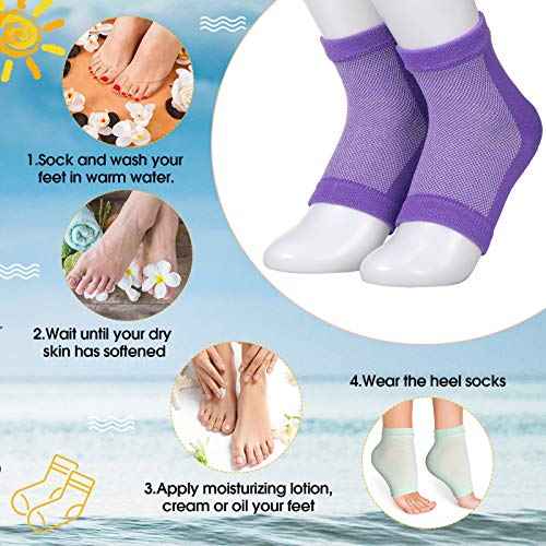 JaGely 7 Pairs Gel Moisturizing Socks for Dry Skin, Toeless, Washable & Reusable, Giftable, Softens Rough Heels & Feet
