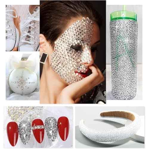 Silver Clear Resin Rhinestones w B7000 Jewelry Glue for Bedazzling Crafting Crystal White Flatback Stones 2mm 3mm 4mm 5mm 6mm Diamonds Gems Charms for Nails Face Makeup Tumblers Bottles Crafts