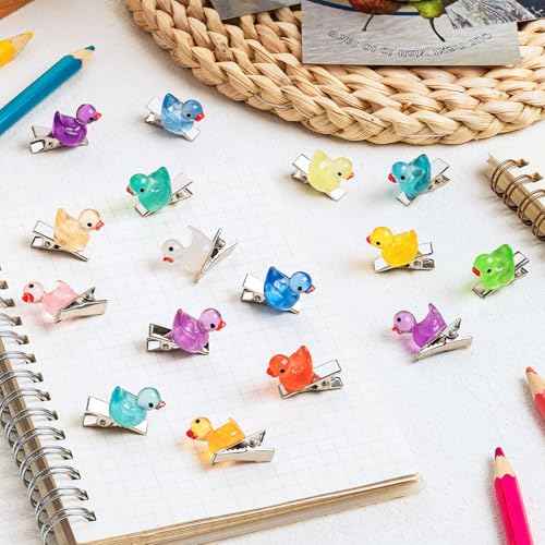 84Pcs Sprouts Rave Clips, Cute Mini Glow Resin Duck Clips for Hair, Festival Accessories for Girls Party Supplies