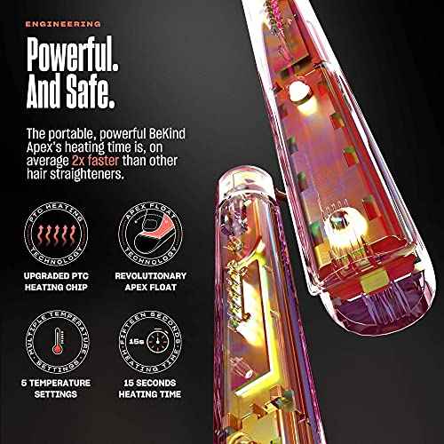 Bekind Apex 2-in-1 Hair Straightener Flat Iron | 1¡° 460¡ÆF Straightener and Curler for All Hairstyles | UltraSmooth Tech | 15s Fast Heating & Temp Memory | Gift Set for Girls Women (Apex Peach)