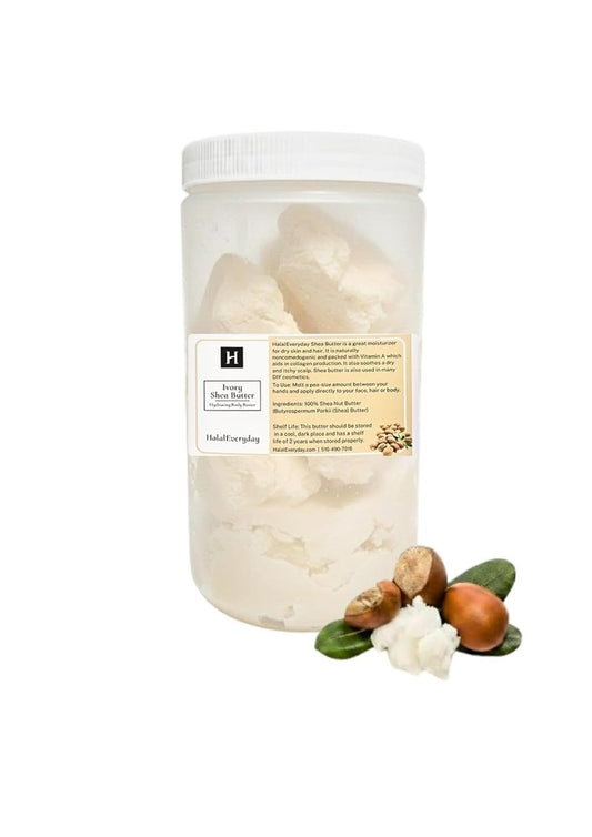 HalalEveryDay 28 oz Ivory Shea Butter- 100% Pure All Natural- Unrefined Organic Raw from Ghana- Raw African Shea Butter, Perfect for Skin, Face, Body, Hair Growth